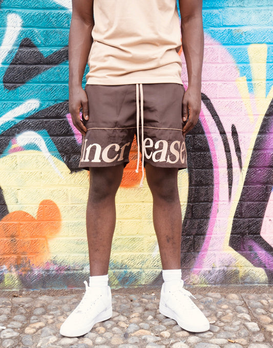 DARK BROWN SHORTS - DARK BROWN/TAN