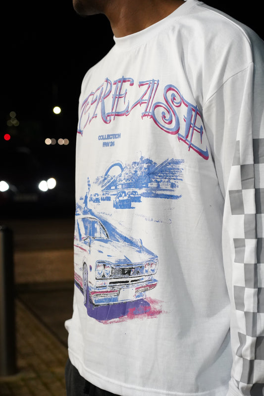 VINTAGE CAR LONG SLEEVE TEE - WHITE