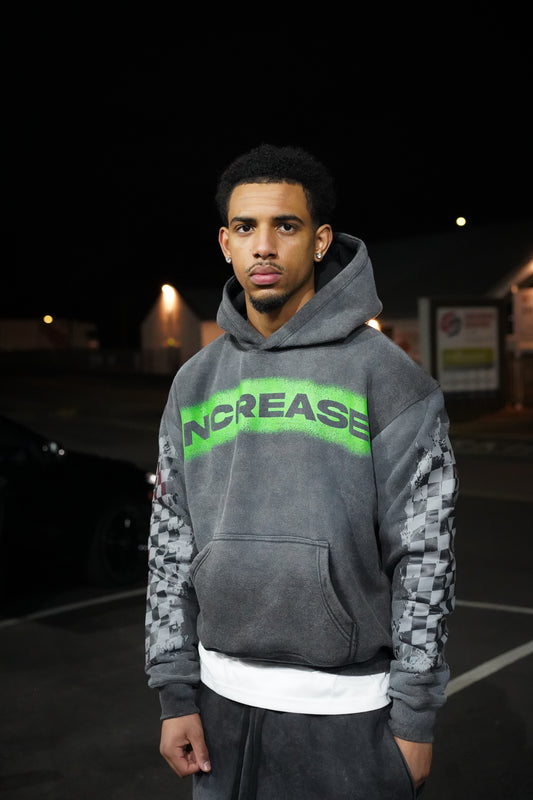 RACER HOODIE - FADED BLACK/GREEN